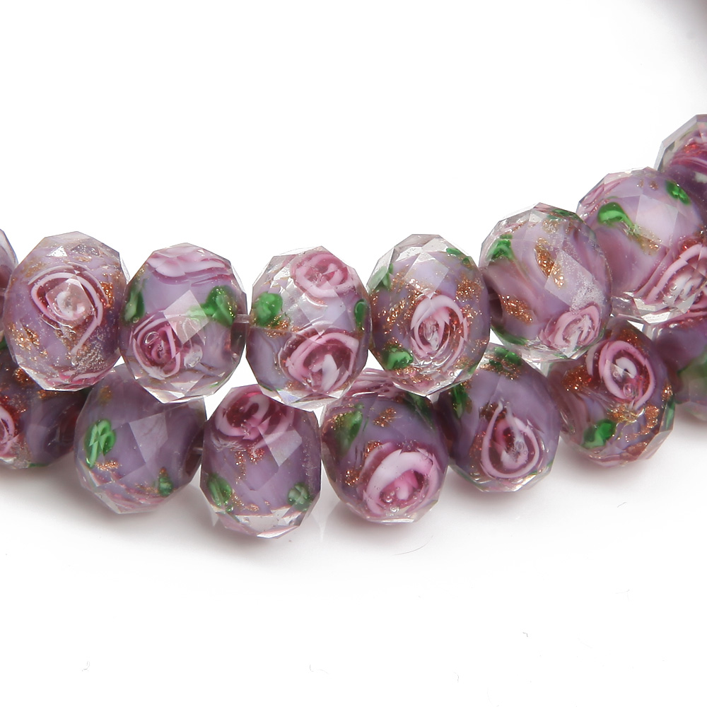 8/10mm Murano Glass Lampwork Beads for Jewelry Making Necklace Diy Bracelet Rondelle Faceted Flower Beads Accessories Supplies