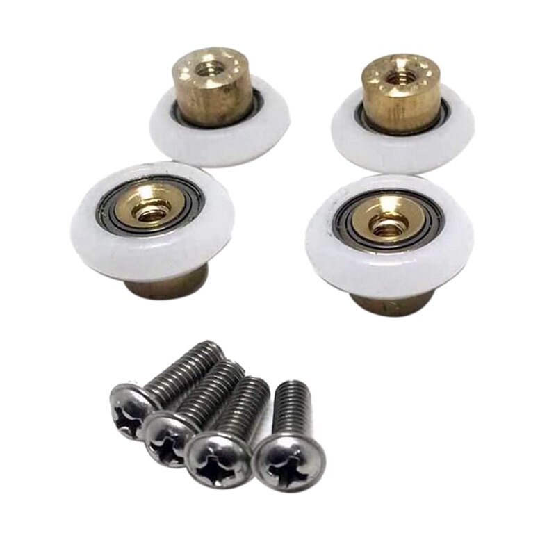 4-Pack Shower Door Rollers – 23mm Replacement Wheels For Sliding Glass Shower Doors, Durable Brass & Nylon, Easy DIY Install