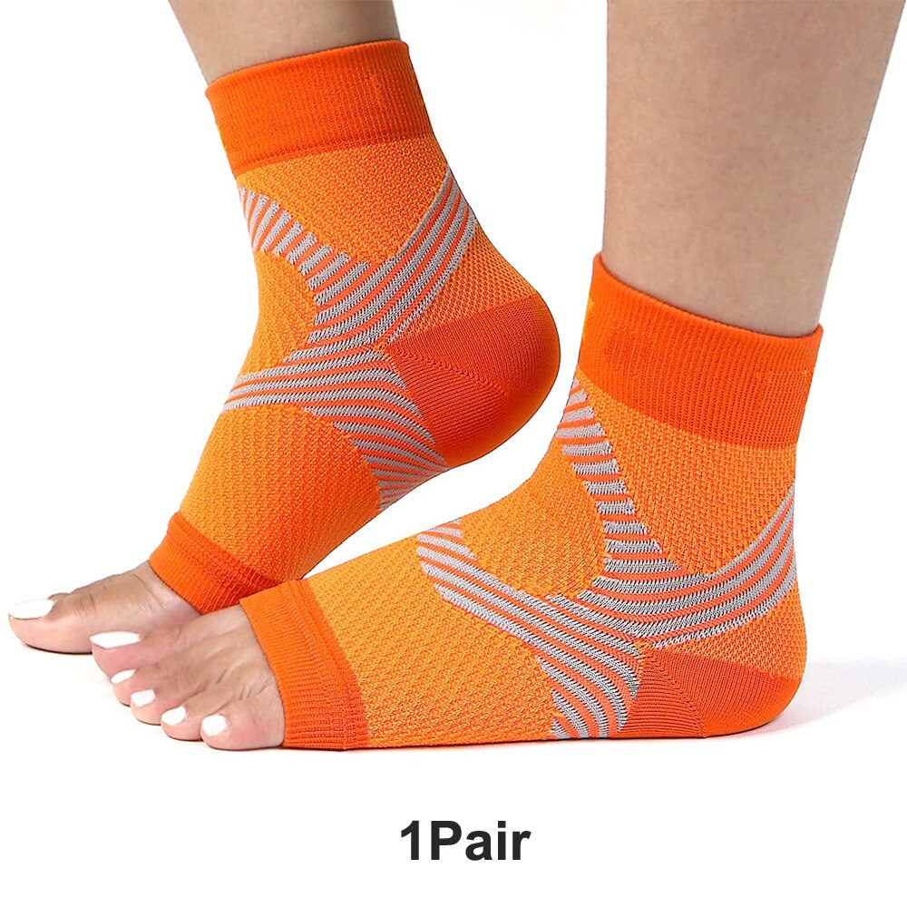 1Pair Plantar Fasciitis Compression Ankle Brace SocksSleeves,Provides Foot &amp; Arch Support. Heel Pain, Achilles Tendonitis Relief: Orange / L XL