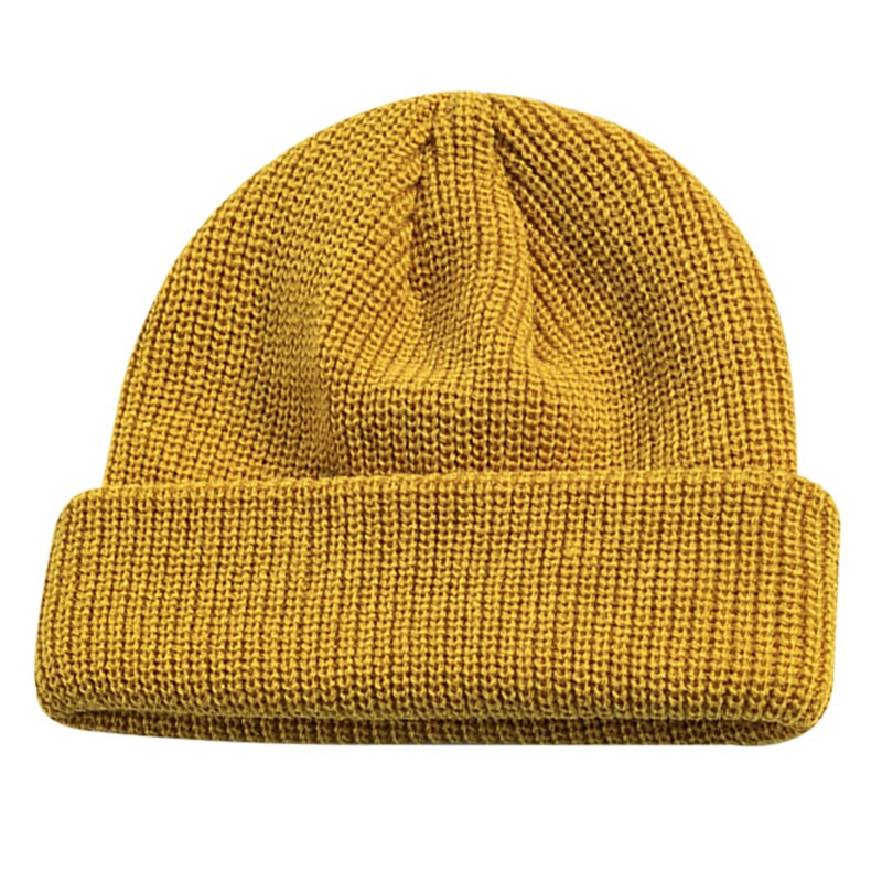 Bonnet tricoté pour hommes et femmes, chapeau pour l'hiver, rétro, Baggy, Melon, Docker, T8: YELLOW