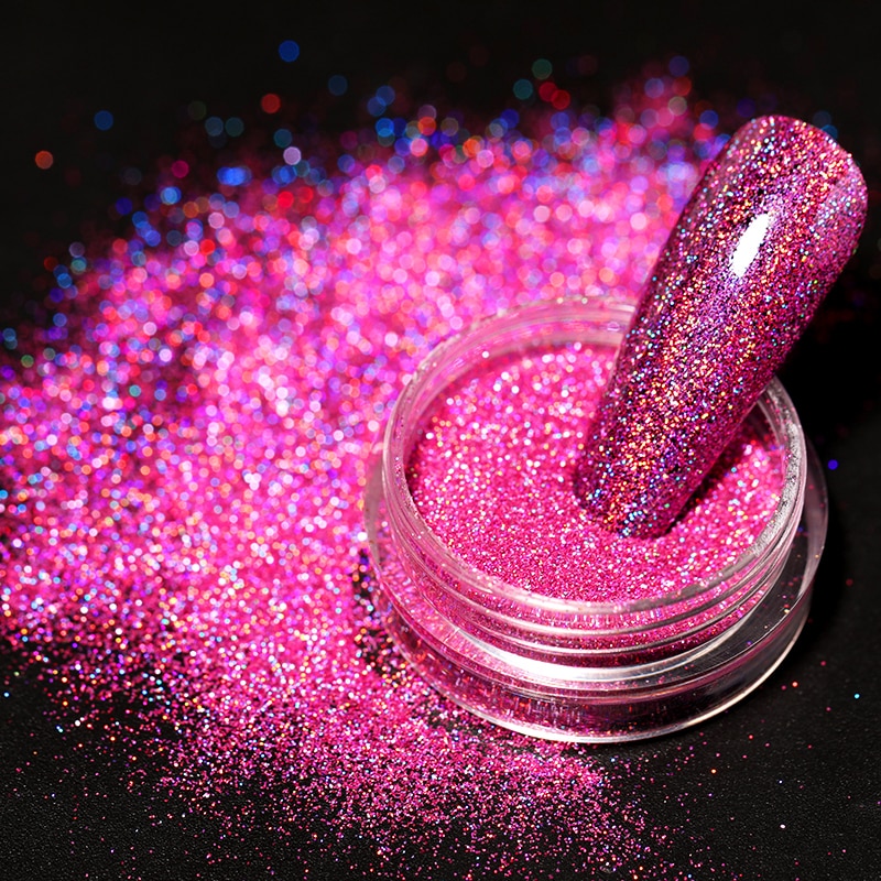 Poudre holographique pour ongles, paillettes argentées colorées, Pigments pour Nail Art, outils de décoration, DIY