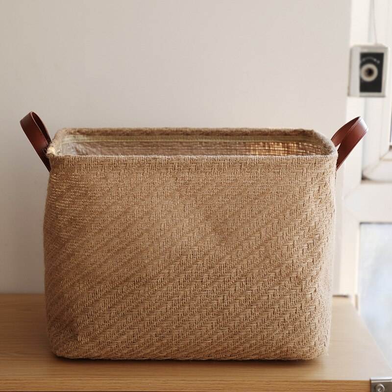 Large Capacity Cotton and Linen Dirty Clothes Laundry Basket Folding Square Magazine Books Storage Box