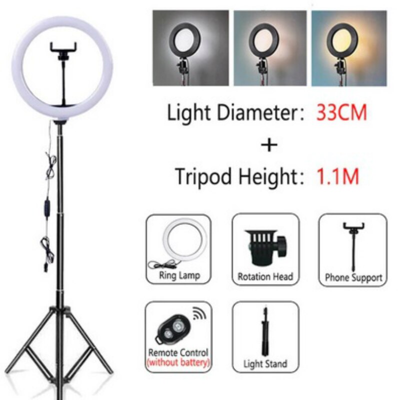LED Selfie Ring Light Dimmable LED Ring Lamp Photo Video Camera Phone Light ringlight For Live Fill Light: 33CM-TH1.1