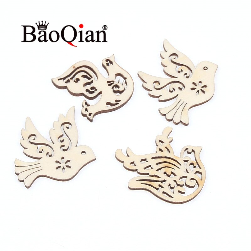 20pcs/lot Peace Dove Pattern Natural Wooden Scrapbook For Greeting Card Making Diy Decoration Accessories 30-40mm