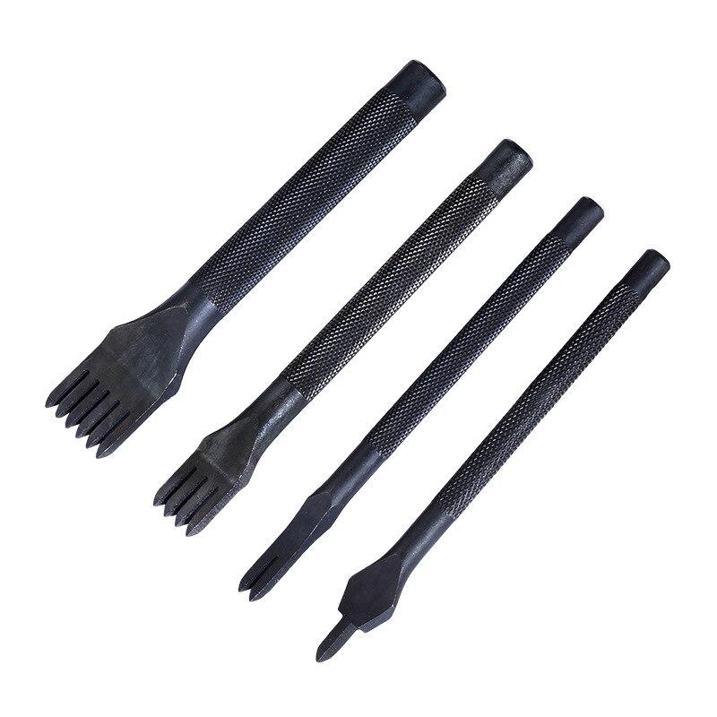 4 stk/sæt 3mm/4mm læder hulstanser stål hulskærer sort læder håndværksværktøj 1/2/4/6 tand-diy håndlavet
