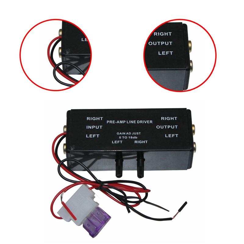 Black Rca Input/Output Adjustable Pac Turbo 1 Line Driver Signal Amplifier Booster Adapter for Car Boat