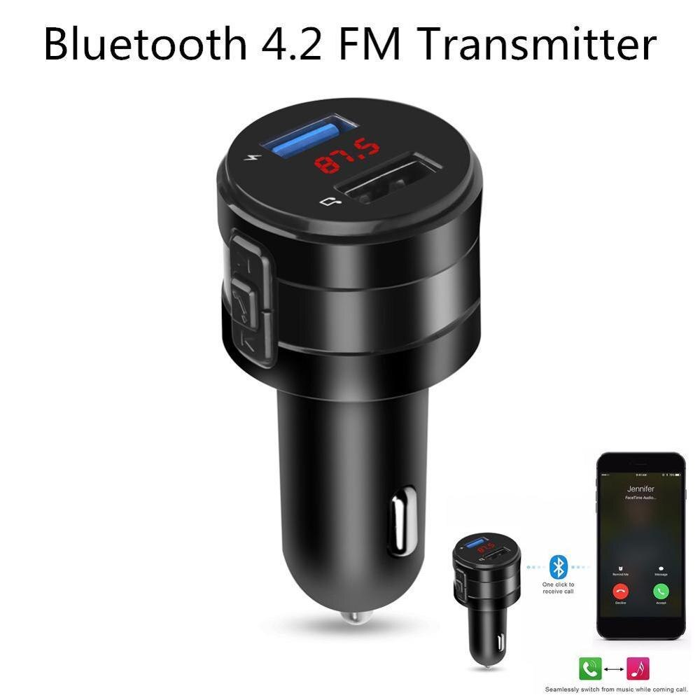 Car Fm Transmitter Bluetooth 4.2 Car Mp3 Player Modulator USB Voltage TF Card Hands-free Battery Adapter Smart Chip Dual F1F7