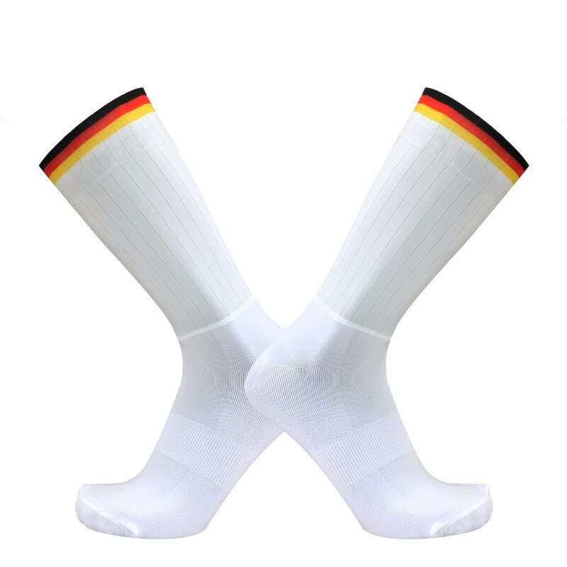 Neue Silikon Außen Fahrrad Socken Kompression Sport Socken Radfahren Socken Männer Frauen Straße Fahrrad Socken: Schwarz Gelb Streifen