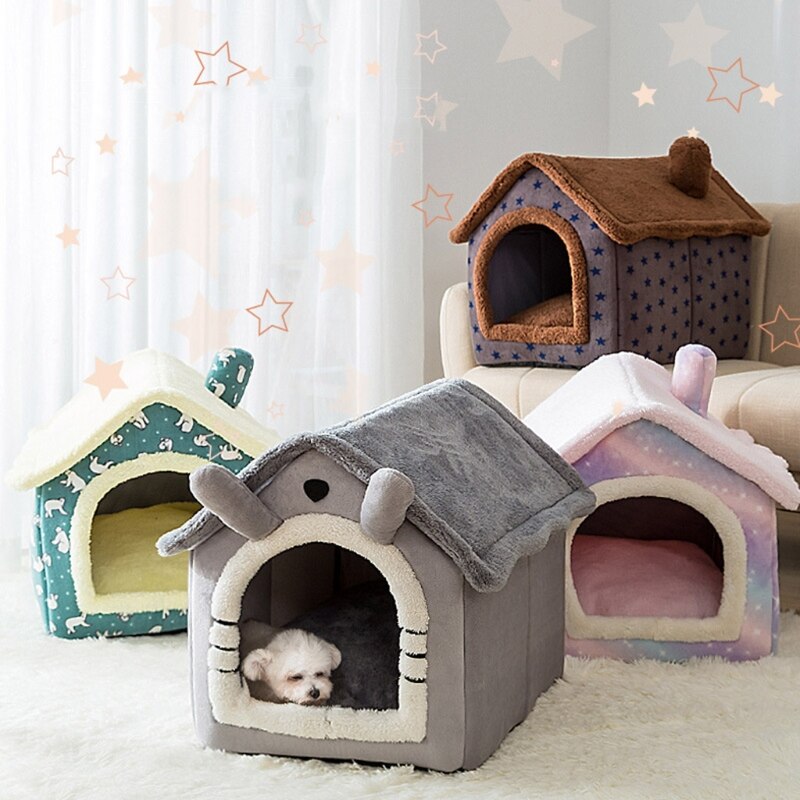 Gezellige Huisdier Bed Huis Warm Pluche Grot Slapen Bedden Puppy Winter Nest Voor Katten En Kleine Honden Mooie Cabine Vormige 5 Stijlen Y5GB