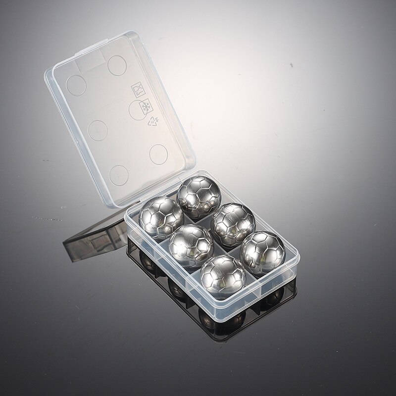 Stainless Steel Ice Cubes Football Shape Cooler Reusable Chilling Stones For Whiskey Wine Cooling Ball Party Bar Accessories: 6pcs ice ball