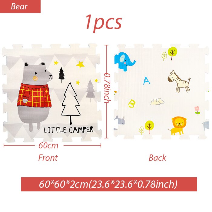 Colchoneta para gatear de bebé de 2cm, colchoneta escalar gruesa para bebés, alfombra plegable para el hogar y fácil de almacenar, manta de espuma para niños: Bear