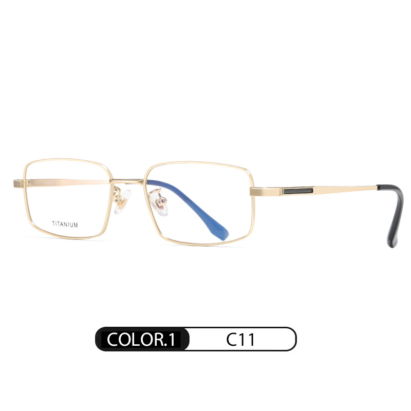 Men Pure Titanium Glasses Frame with Recipe Full Rim Man Optical Prescription Eyeglasses Rectangular IP Electronical Plating: C11