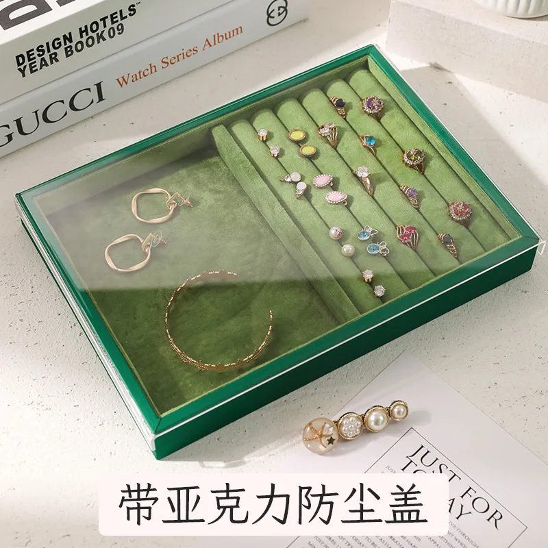 Bandeja de joyería de lujo para pulsera, accesorios de exhibición de anillos, organizador de joyas, soporte de funda de collar de cuero de pelusa, Show de tienda de joyas