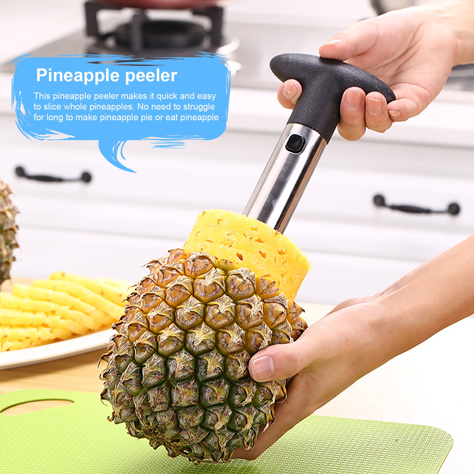 Ananas Corer En Snijmachine Rvs Cutter Peeler Voor Core Verwijdering En Snijden Multifunctionele Super Snelle Keuken Tool