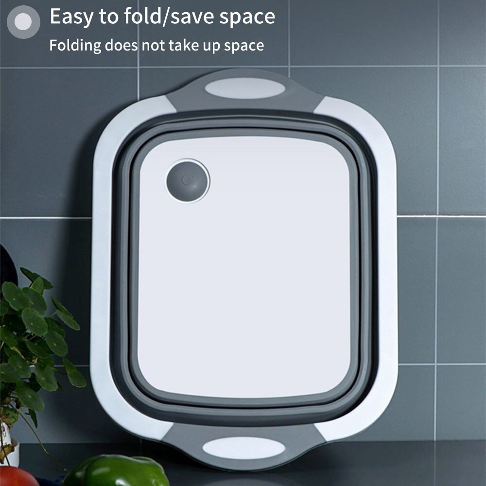 Multifunction Cutting Board Foldable Drain Basket Collapsible Vegetable Basin Portable Kitchen Organizer