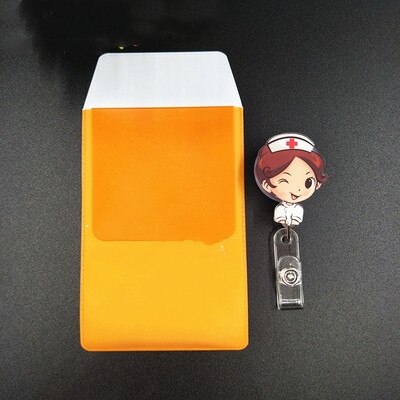 Leuke Cartoon Intrekbare Werk Naam Tags Id Badge Met Pvc Lekvrije Pen Pouch Kantoorbenodigdheden Artsen Verpleegkundigen: NO.6