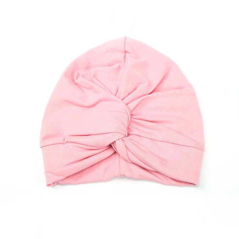 Baby Hoofdbanden Effen Katoen Tulband Hoofdband Voor Baby Meisjes Stretchy Beanie Hoed Hoofddeksels Baby Haarband Faixa Cabelo Para Bebe: Roze