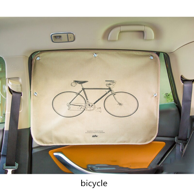 Pare-soleil pour pare-brise de voiture, 70x50cm, joli dessin animé, protection pour fenêtre latérale arrière: bicycle