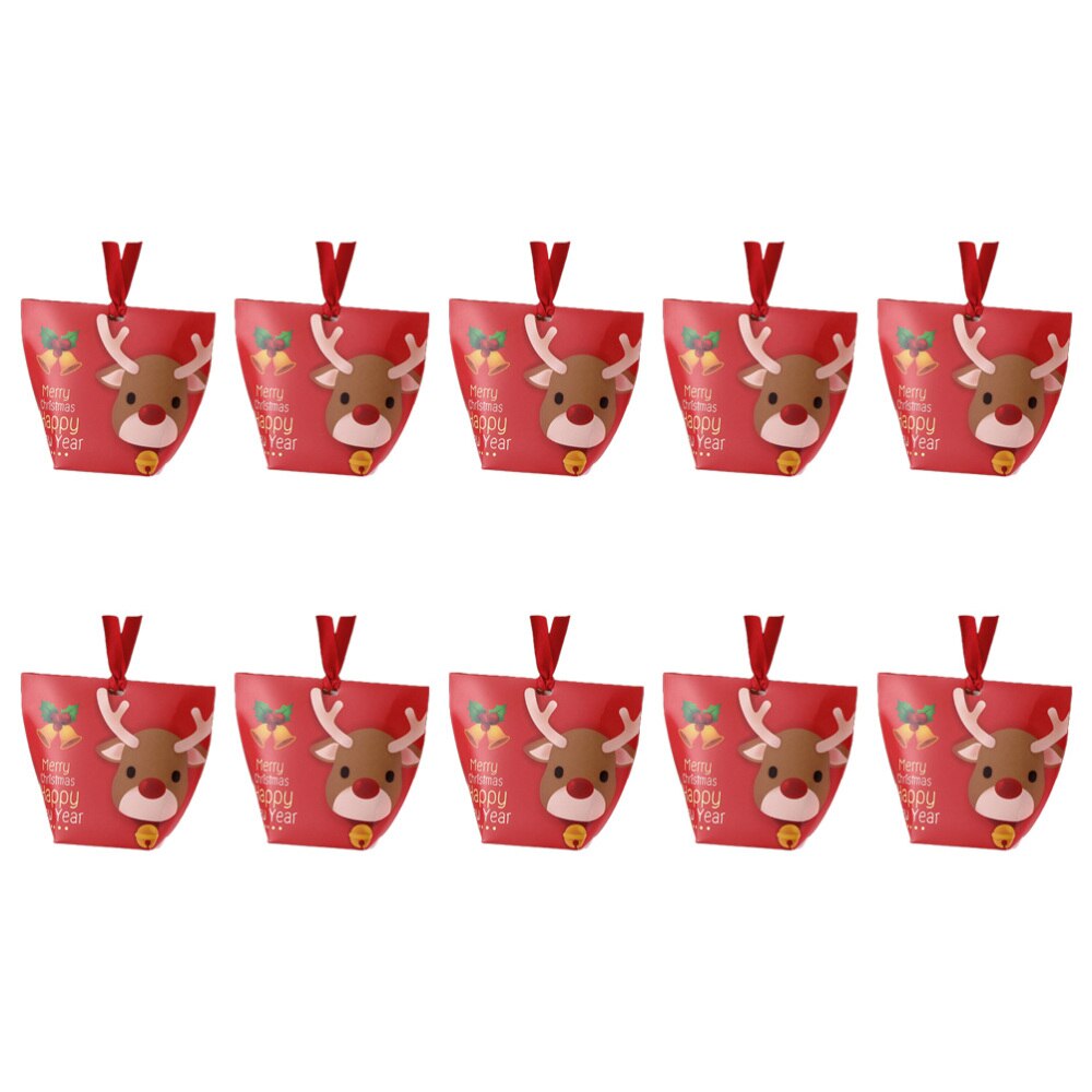 25pcs Christmas Biscuits Box Adorable Cookies Chocolate Cases Xmas Elements Presents Boxes for Home Party Festival (Red, Ek Patt