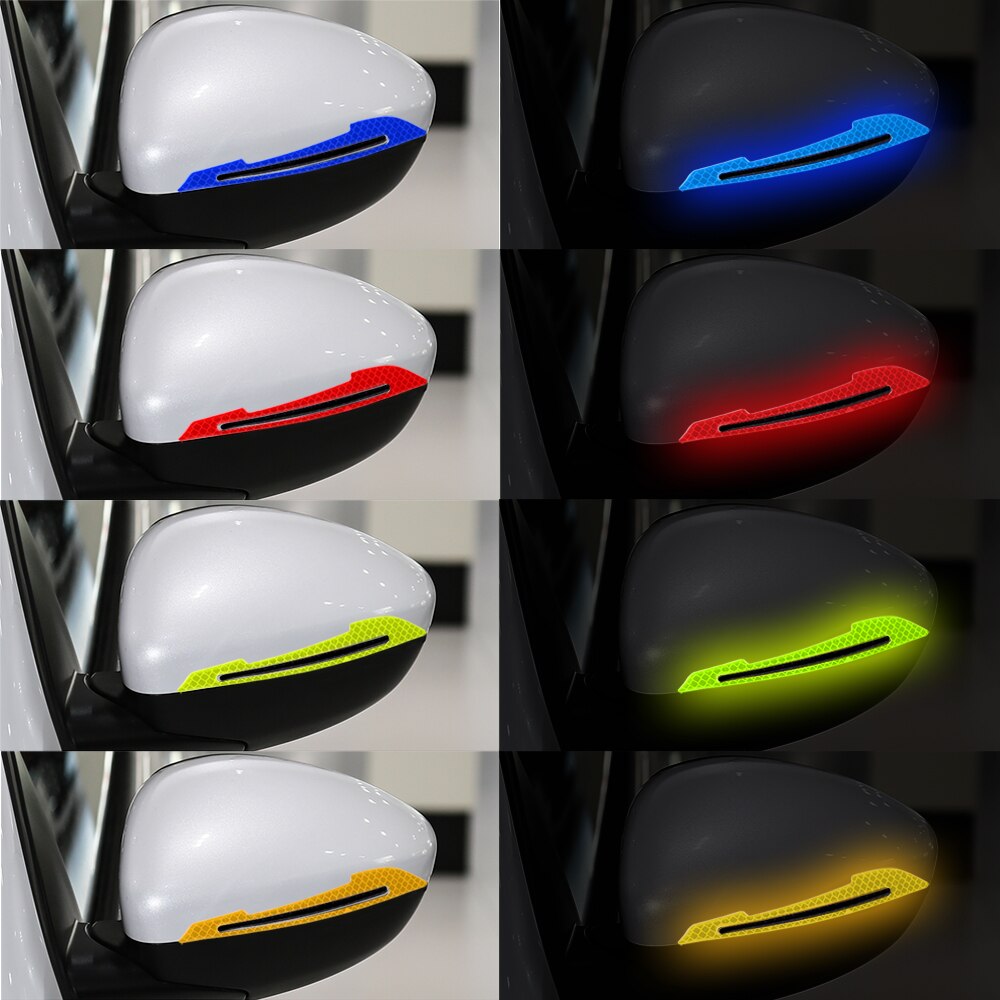 2Pcs Precut Reflective Marking Tape Strip Stickers RearView Mirror Anti-Collision Safety-Warning Sign Decals