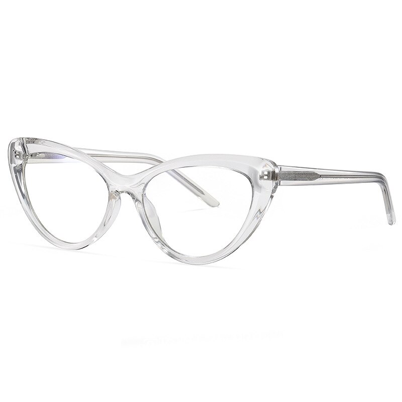 49082 Anti-blue Light Plastic Titanium Glasses Frames Cat Eye Ultralight Men Women Optical Computer Glasses: C26-P30Clear