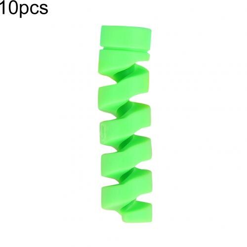 10Pcs Universal Silicone USB Charging Cable Protector Cover for iPhone Android Charger Cord Management Cable Organizer: Green