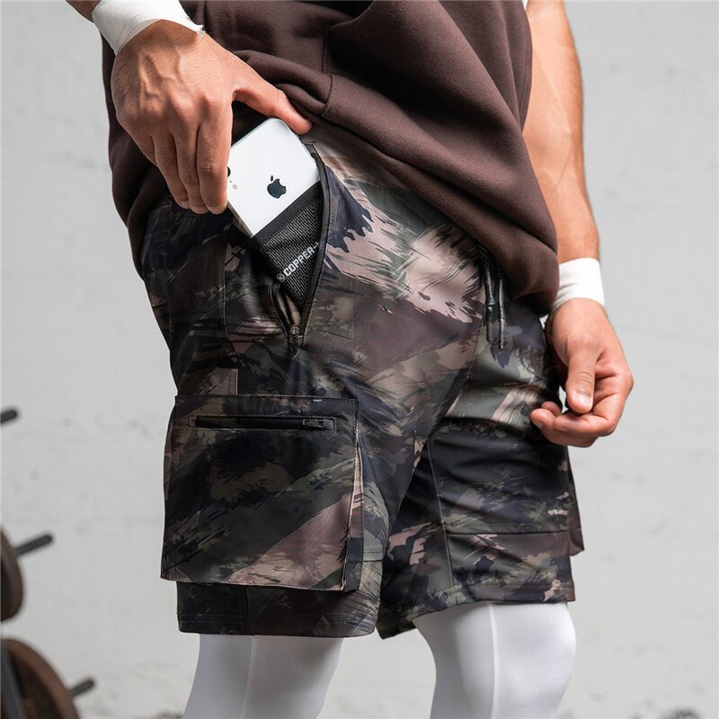 Camouflage Fitness Summer Jogger Shorts Men Running Sports Workout Shorts Quick Dry Training Gym Athletic Short Sweatpants