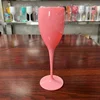 1 PC Moet Champagne Flutes Glasses PP Plastic Wine Glasses Dishwasher-safe White Acrylic Champagne Glass Transparent Wine Glass: Pink