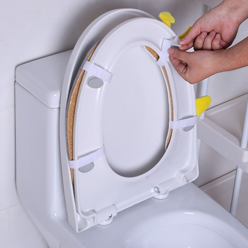 Cartoon Cute Toilet Seat Cover Warm Soft Thicken Toilet Seat with Handle Winter Warmer Universal Mat Seat Bathroom Accessories