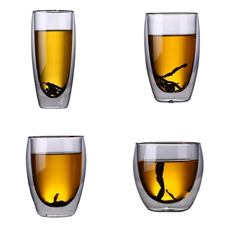 Taza Termo de vidrio resistente al calor de doble pared, taza de agua de té y café aislada, vasos transparentes para beber