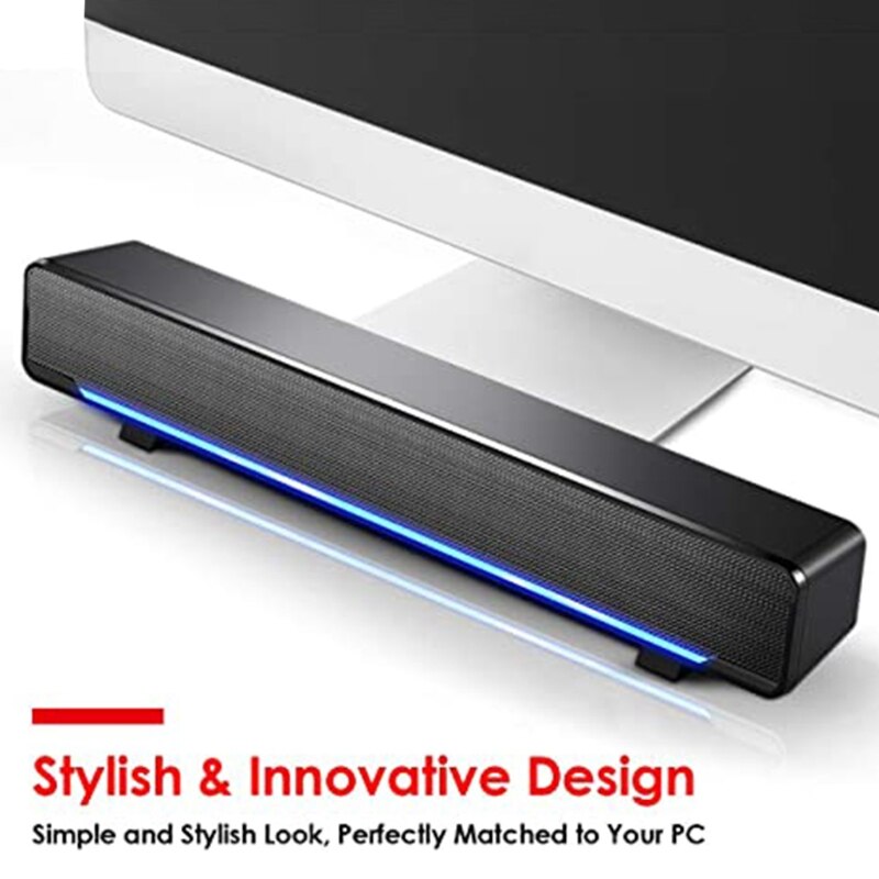 Draagbare Mini Sound Bar Usb Powered Sound Bar Speakers Voor Computer Desktop Laptop Pc, Zwart