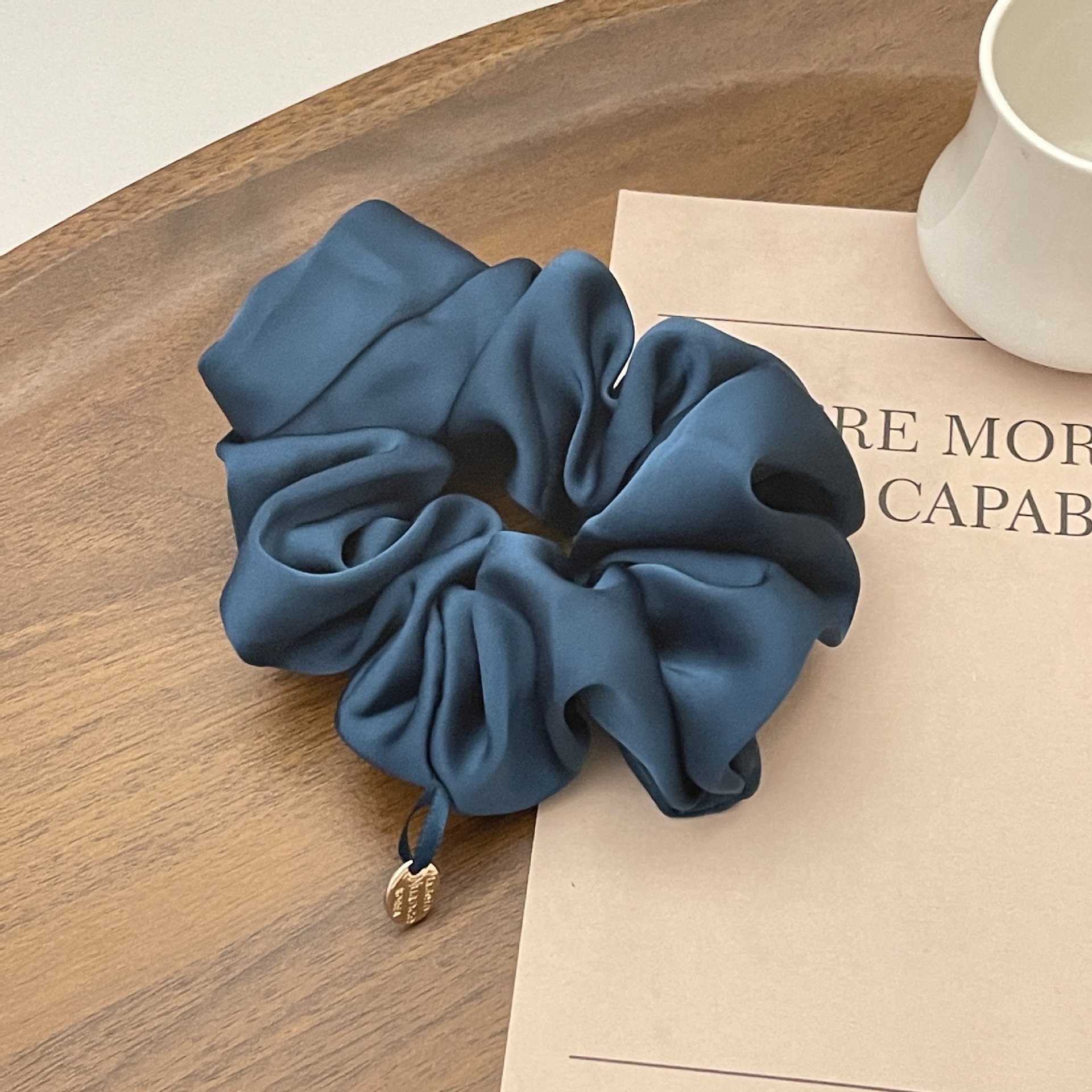 Gomas para el cabello de seda satinada, lazos para el cabello negros para niñas y mujeres, accesorios para el cabello de Color sólido: Gris