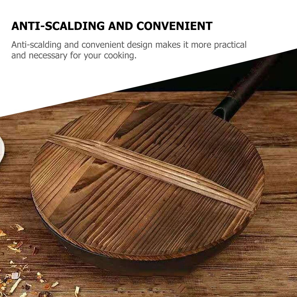 Cover Anti-Overflow Pot Cover Hout Wok Deksel Houten Pot Deksel Retro Wok Cover Voor Thuis Restaurant Koken