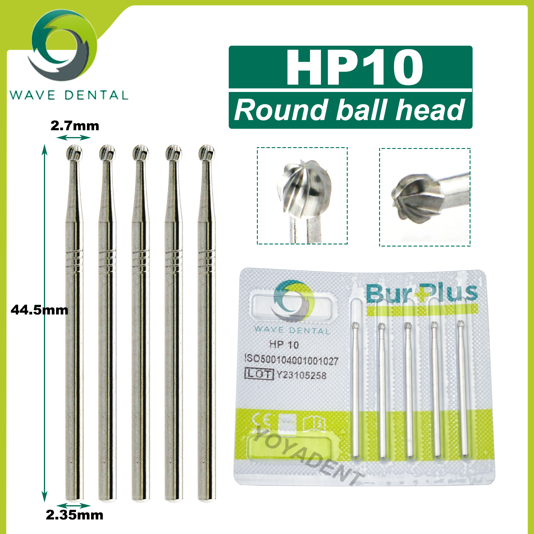 Fraises dentaires en carbure de tungstène WAVE, forets de dentisterie, fraise dentaire HP Dia 2.35mm pour cône à nez droit, pièce à main à basse vitesse 5 pièces/paquet: Violet foncé