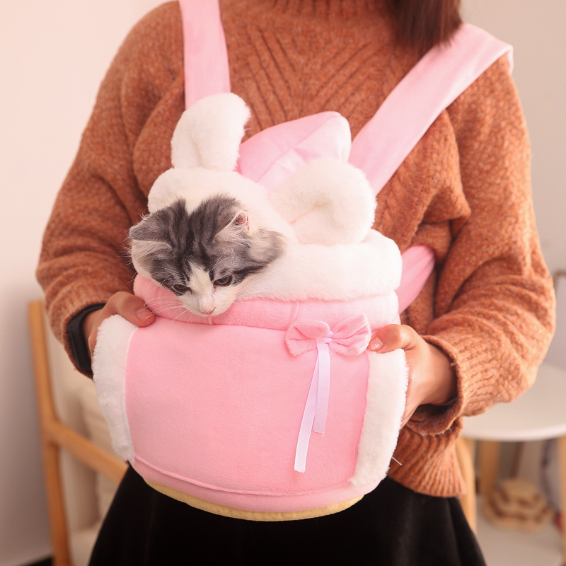 Pet Carrying Dog Cat Carrier Backpack Warn Plush Travel Bag Chest Pack Breathable Cat Animal Transport Backpack: color2 / M