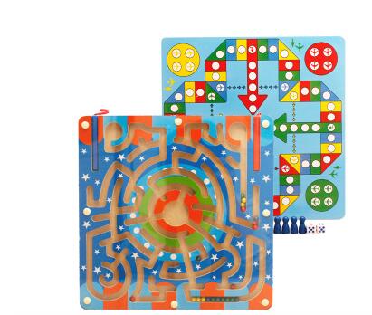 Bacchetta magnetica Wiggles e Vermi Marmi Labirinto Di Legno Labirinto Animale Educativi Per Bambini Genitorialità Gioco di Famiglia Giocattoli: Maze and flyingchess