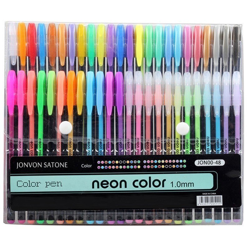 Juego de rotuladores de colores con purpurina para dibujo, bolígrafos de Gel de colores Pastel, neón, papelería para oficina y escuela, 48 Uds.