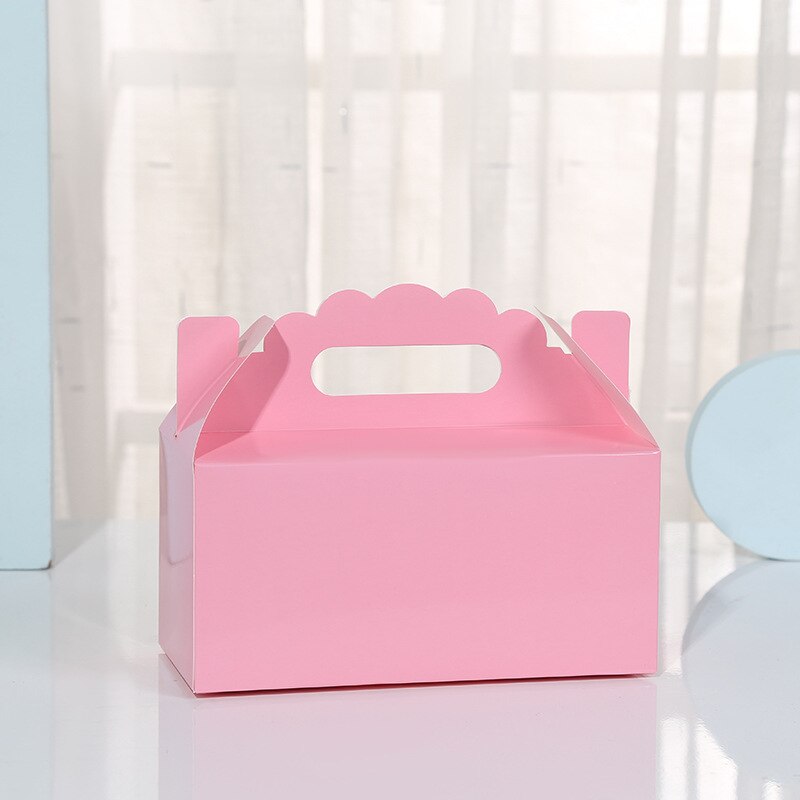 50 Pcs Kraftpapier Cake Opvouwbare Dozen Met Handvat Bruin Cupcake Doos Kerst Papier Kartonnen Taart Pakket Craft Cadeaupapier: Roze