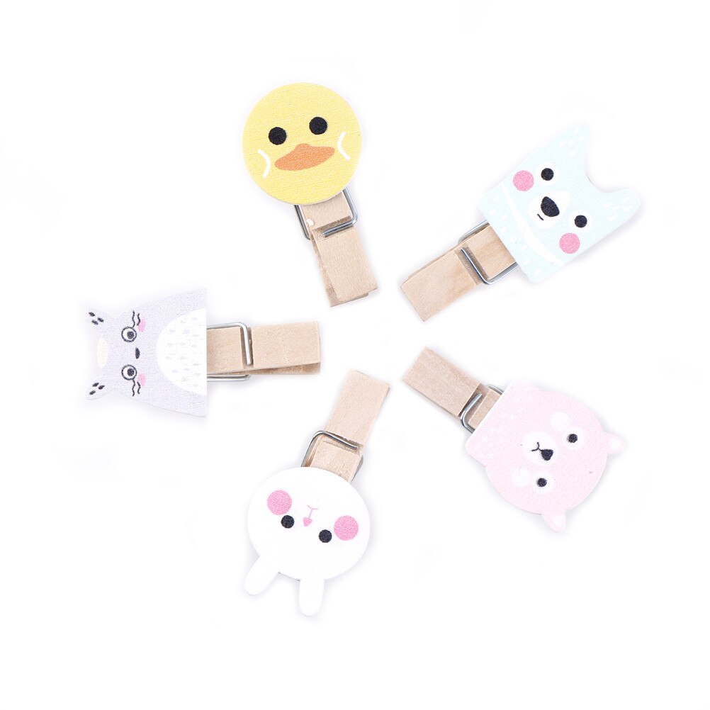 10 Pcs/pack Mini Animal Cartoon Wood Clips Paper Photo Clip Craft Decoration Clips Clothespin Pegs