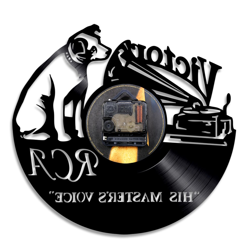1Piece Victor RCA Vinyl Record Clock Cute Dog Handmade Wall Decor Animals Vintage Hanging Art Timepiece Clocks