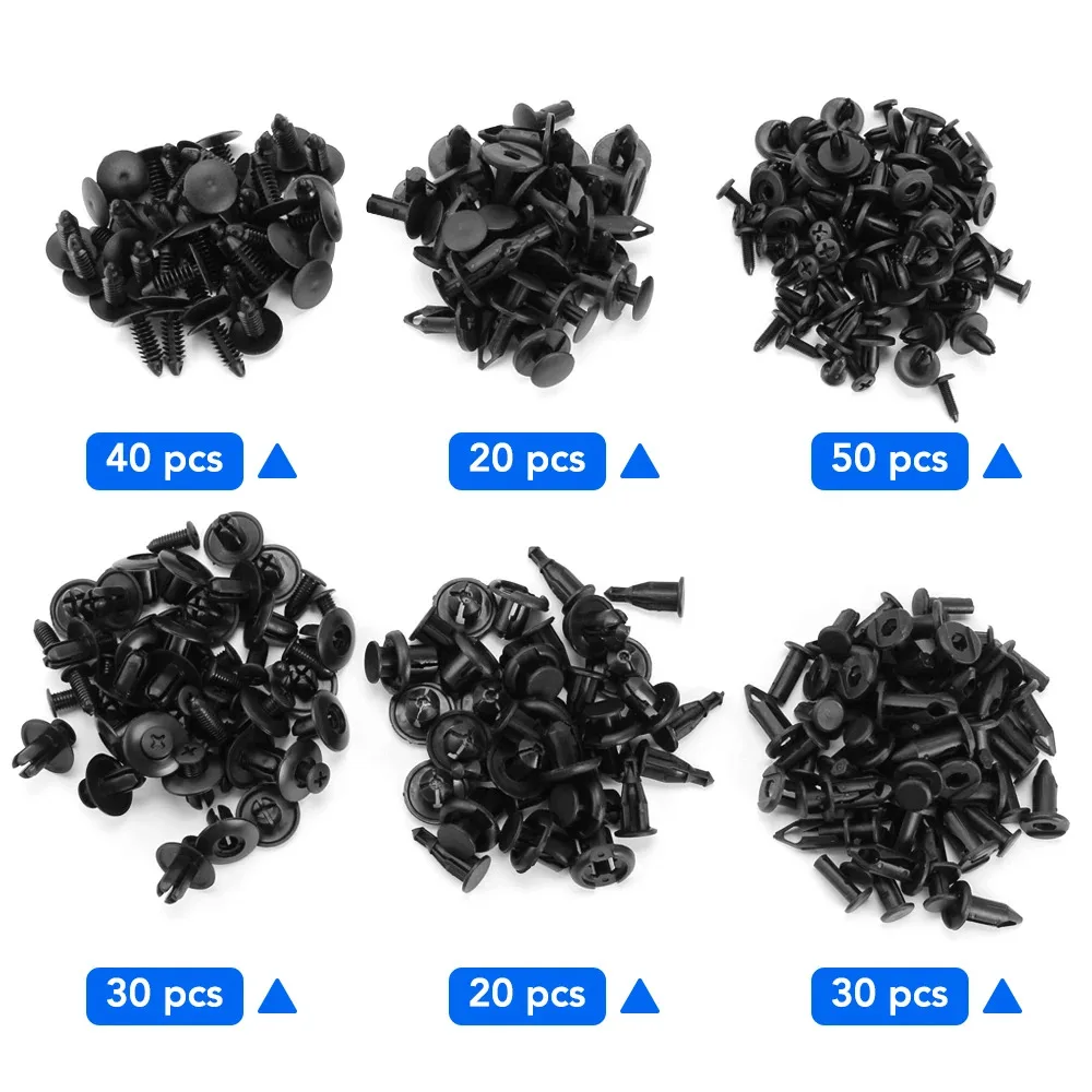 190 Stück Kfz-Clips Auto-Halteklammern Autozubehör Stoßstangenclips Autoclips Kunststoffnieten Befestigungselemente drücken-Halfter-Bausatz