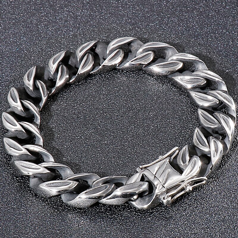 Massiven gotisch Herren Edelstahl Fahrrad Motorrad Verknüpfung Kette Armbinde Männlichen 24MM 8,7 Zoll Jungen Radfahrer Armbänder