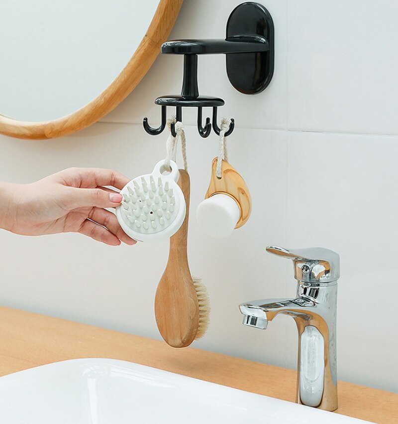 360° Rotating Utensil Rack Hook Holder Wall Kitchen Tool Storage Holders For Bathroom Door Cabinet Shelves Hanging Organizer