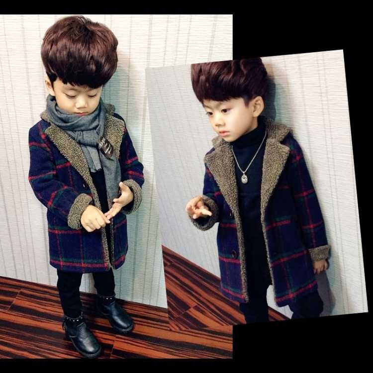 Veste polaire à carreaux pour garçon, manteaux pour enfants, épaisseur plus chaude, à la , hiver automne, 8JK036