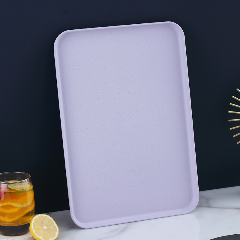 Plastic Tray Rectangular Tray Wheat Straw Eco-friendly Bread Pan Plastic Storage Tray Cup Food Kitchen Organizer Supplies: Red / 6.5 Inches