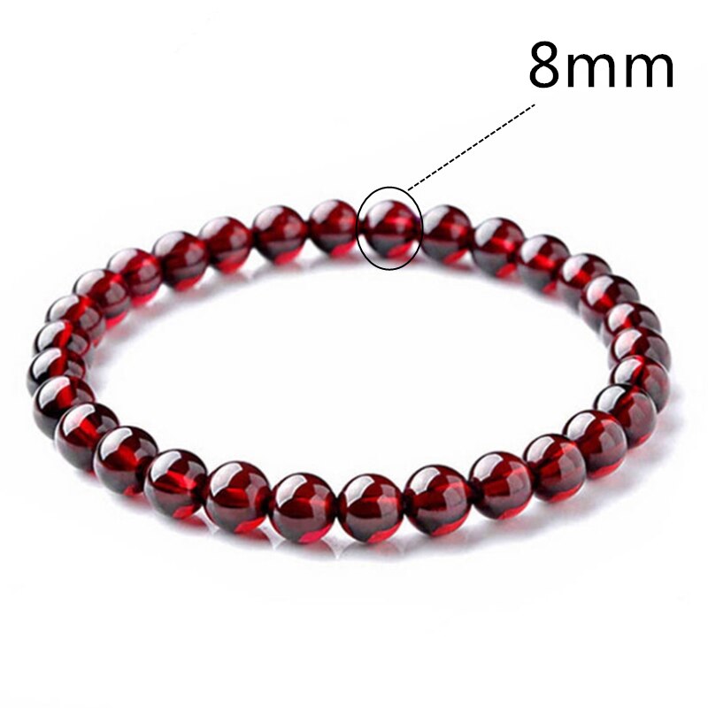 Natürliche Stein Handarbeit Armbinde Für Frauen Männer 6-8mm Granat Perlen Armbänder verrotten Braslet Yoga Meditation Schmuck Freundschaft: 8mm