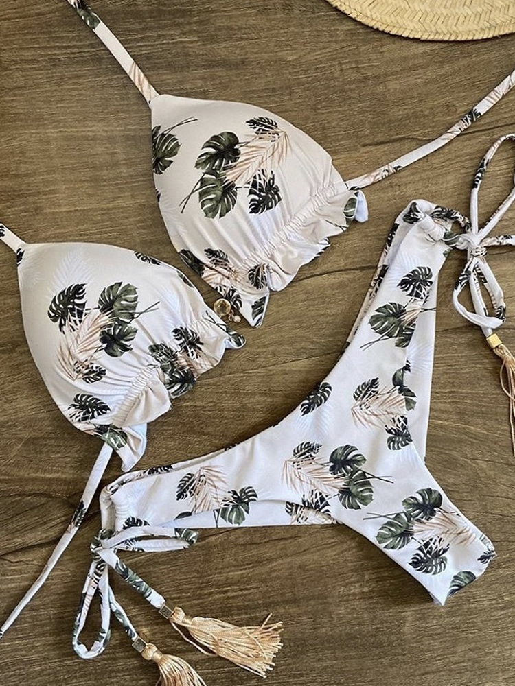 Sexy Bikini Set 2 piece Stamp Sport Swimwear Women Beachwear Push-Up Padded Swimsuit Bodysuit Exquisite Bather