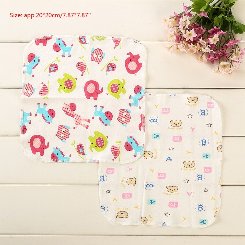 6Pcs Baby Cartoon Towels Handkerchief Bathing Feeding Face Washcloth Wipe Cloth