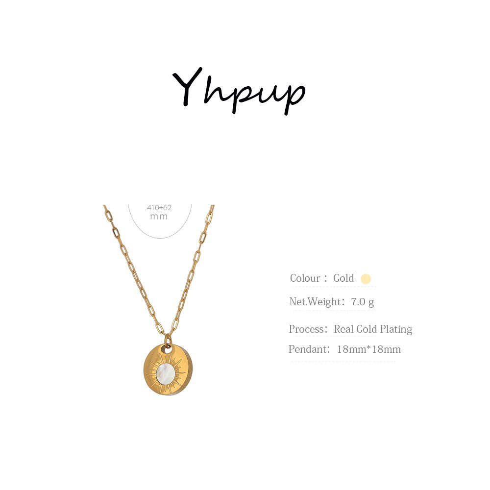 Yhpup runde naturlige shell halskæde vedhæng til kvinder charme rustfrit stål halskæde temperament krave kraver smykker