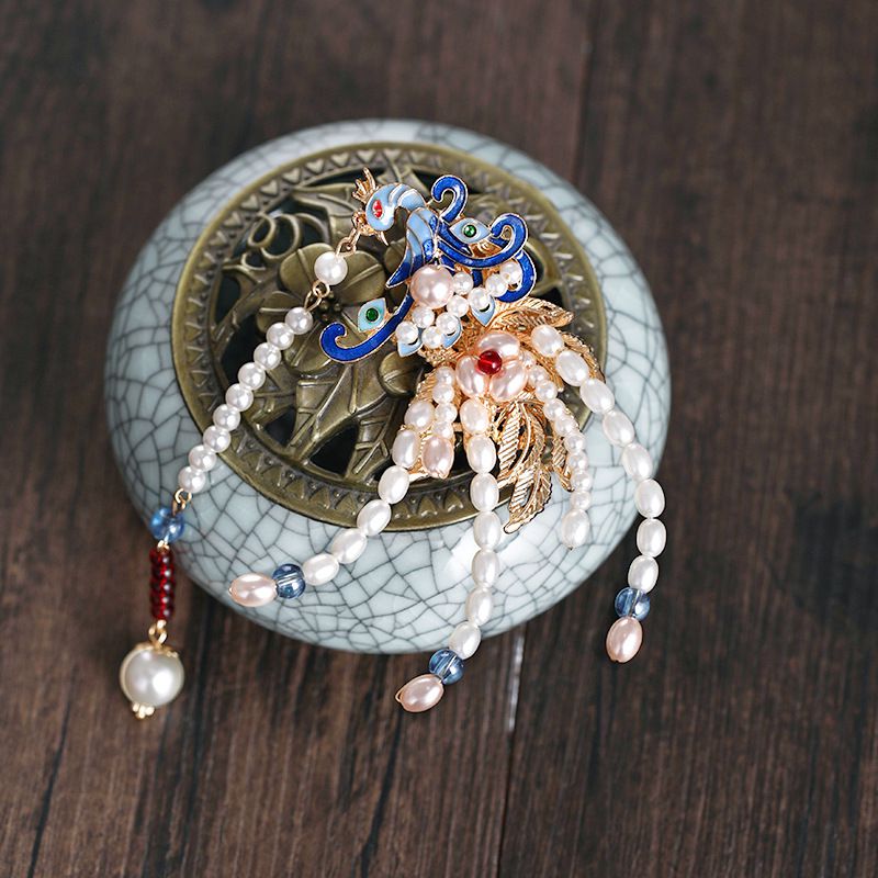 Phoenix-haarnadel, vintage-haarspange, harzperlen, luxuriöser hanfu-haarschmuck für damen, haarnadelschmuck, chinesisches weihnachtsschmuck
